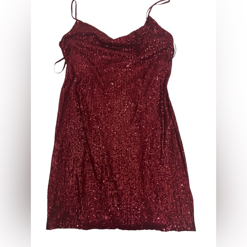 Bebop Women’s Elegant Red Sequin Sequence Party Dress Large